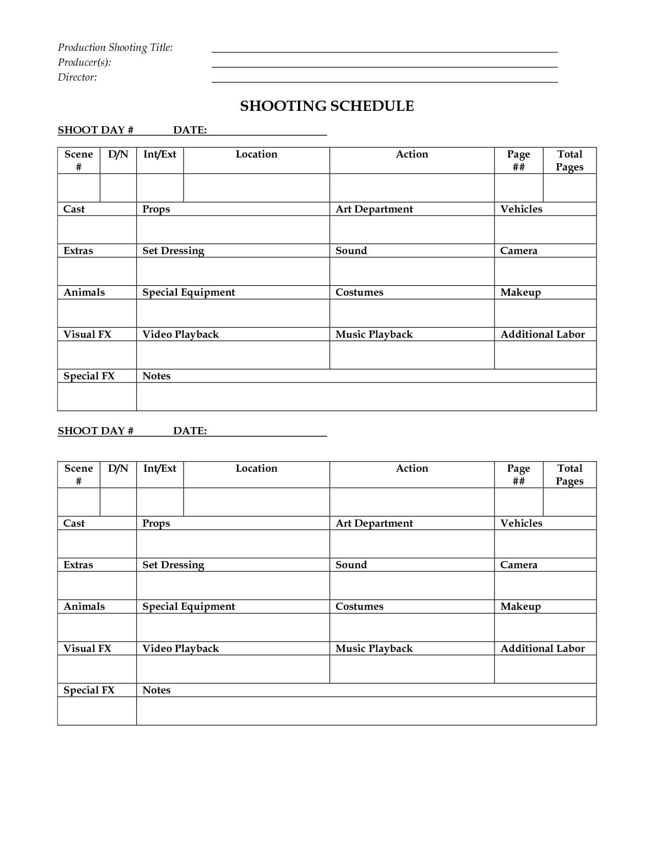 Shooting Schedule Template | 72 Hour Filmfest | Video Film In Shooting Script Template Word