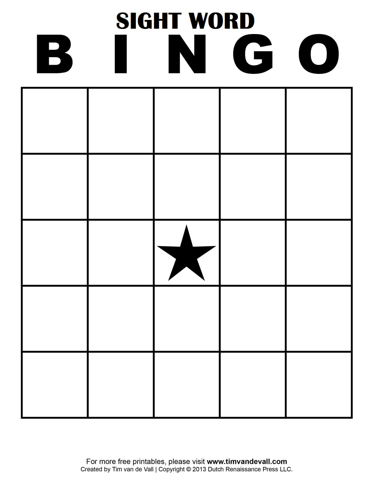 Sight Word Bingo … | Free Bingo Cards, Bingo Card Template Inside Blank Bingo Card Template Microsoft Word