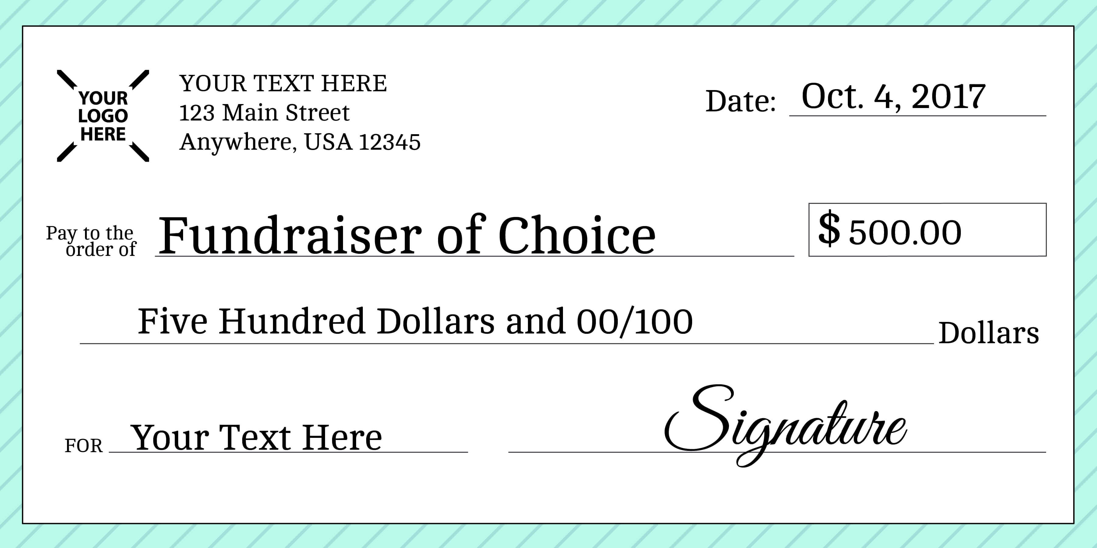 Signage 101 – Giant Check Uses And Templates | Signs Blog Inside Customizable Blank Check Template