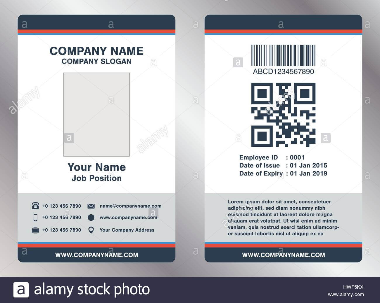Simple Employee Business Name Card Template Vector Stock Intended For Pvc Id Card Template