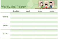 Simple Meal Planner with Meal Plan Template Word