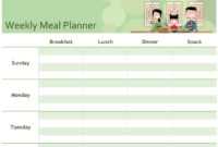 Simple Meal Planner with Meal Plan Template Word