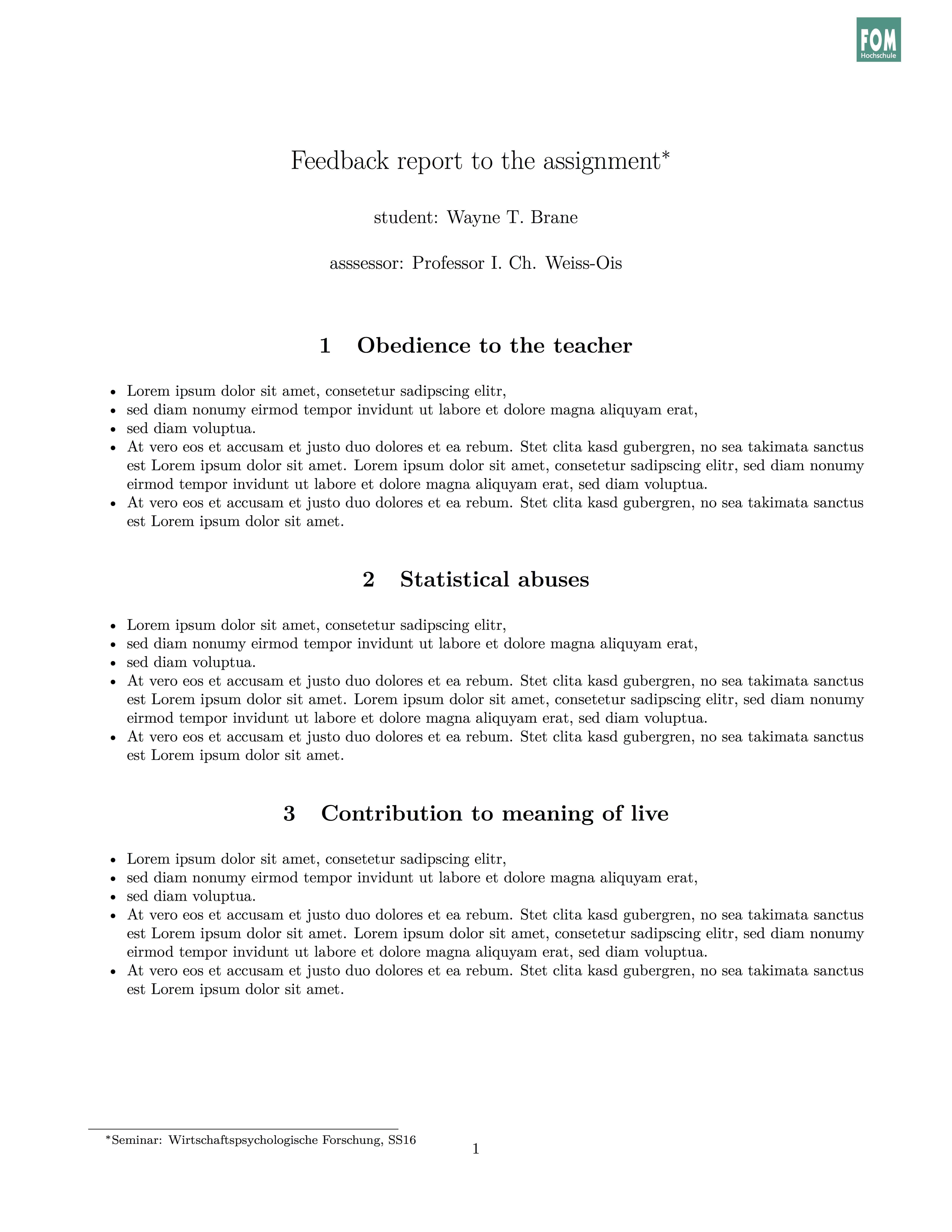 Simple (R )Markdown Template For 'onepager Reports' Etc For Assignment Report Template