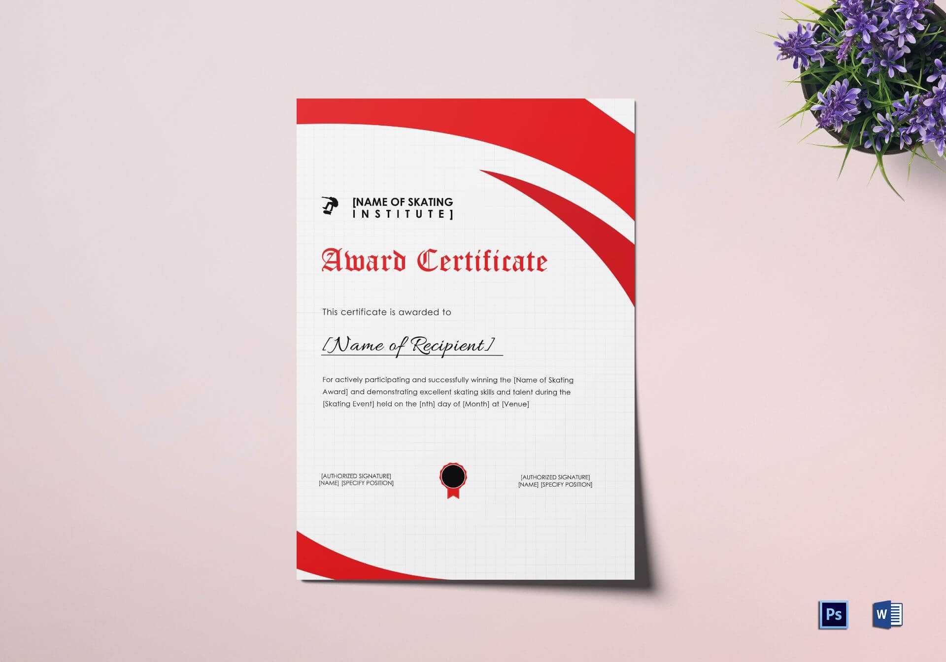 Skating Award Certificate Template With Regard To Mock Certificate Template