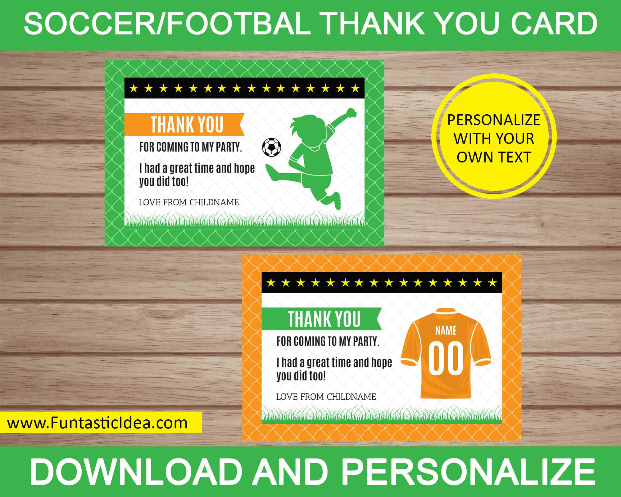 Soccer Thank You Cards, Soccer Thank You Notes, Soccer Thank You Card,  Soccer Birthday Party | Instant Download Pdf Printable In Soccer Thank You Card Template