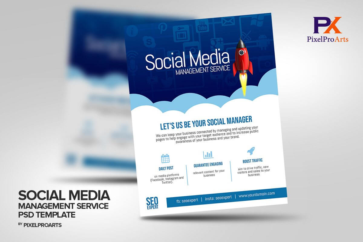 Social Media Management Service Flyer Template Regarding Social Media Brochure Template