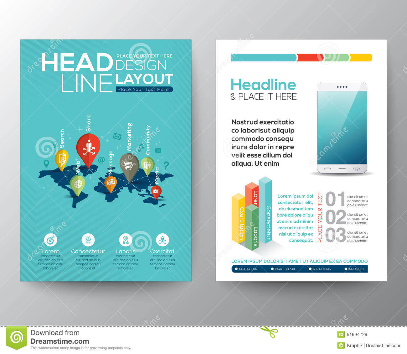 Social Network Concept Brochure Flyer Design Layout Template Intended For Social Media Brochure Template