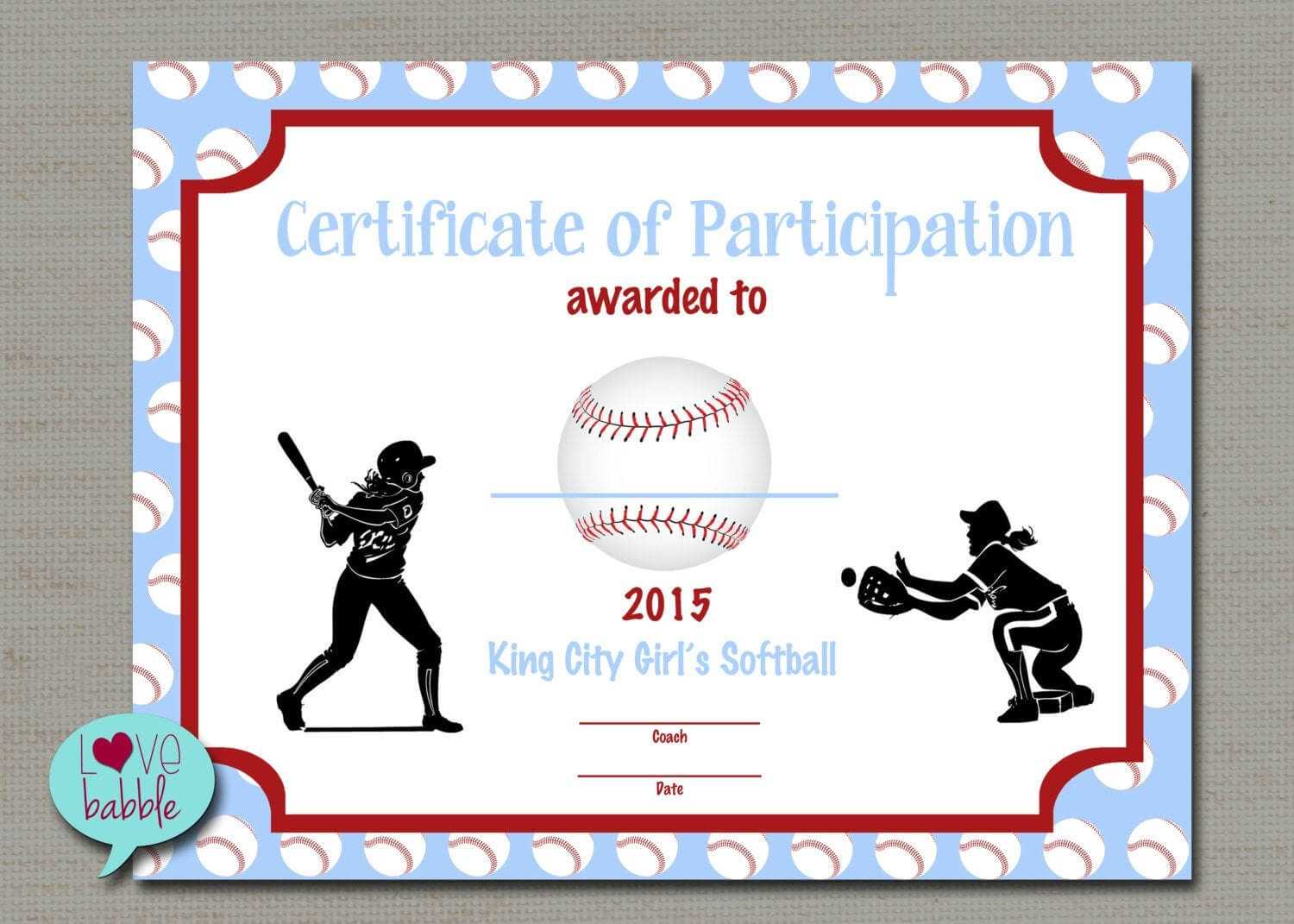 Softball Certificate Templates – Atlantaauctionco Throughout Free Softball Certificate Templates