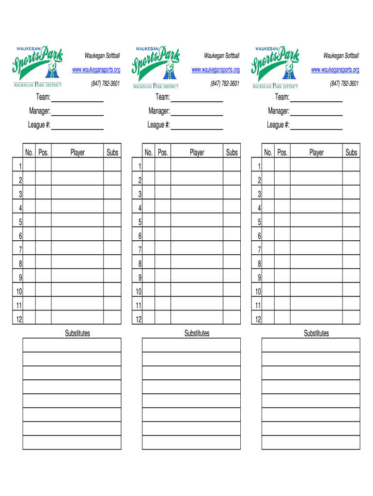 Softball Lineup Template – Fill Online, Printable, Fillable For Softball Lineup Card Template