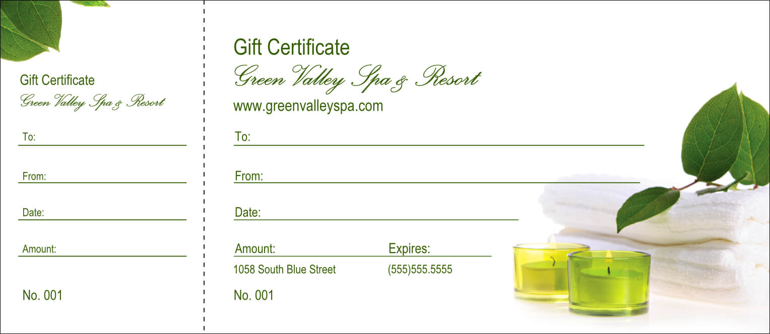 Spa Gift Certificate Regarding Spa Day Gift Certificate Template