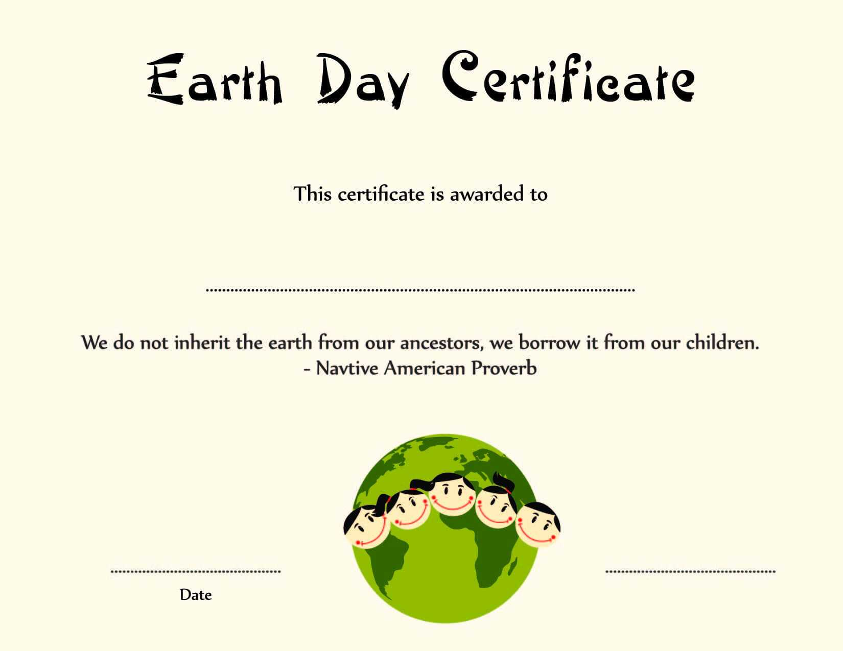 Special Certificates – Kids Earth Day Certificate Template Pertaining To Player Of The Day Certificate Template