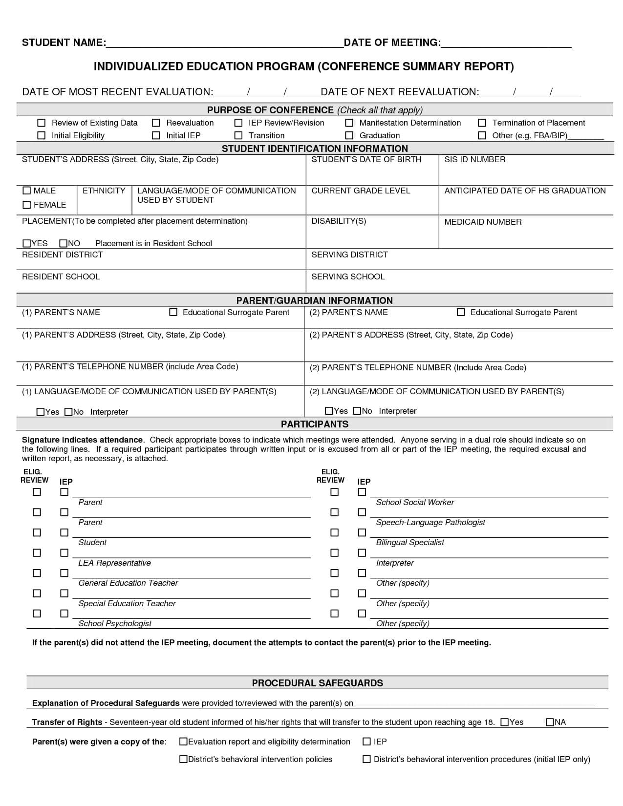 Special Education Iep Template | Best Photos Of Sample Iep In Blank Iep Template