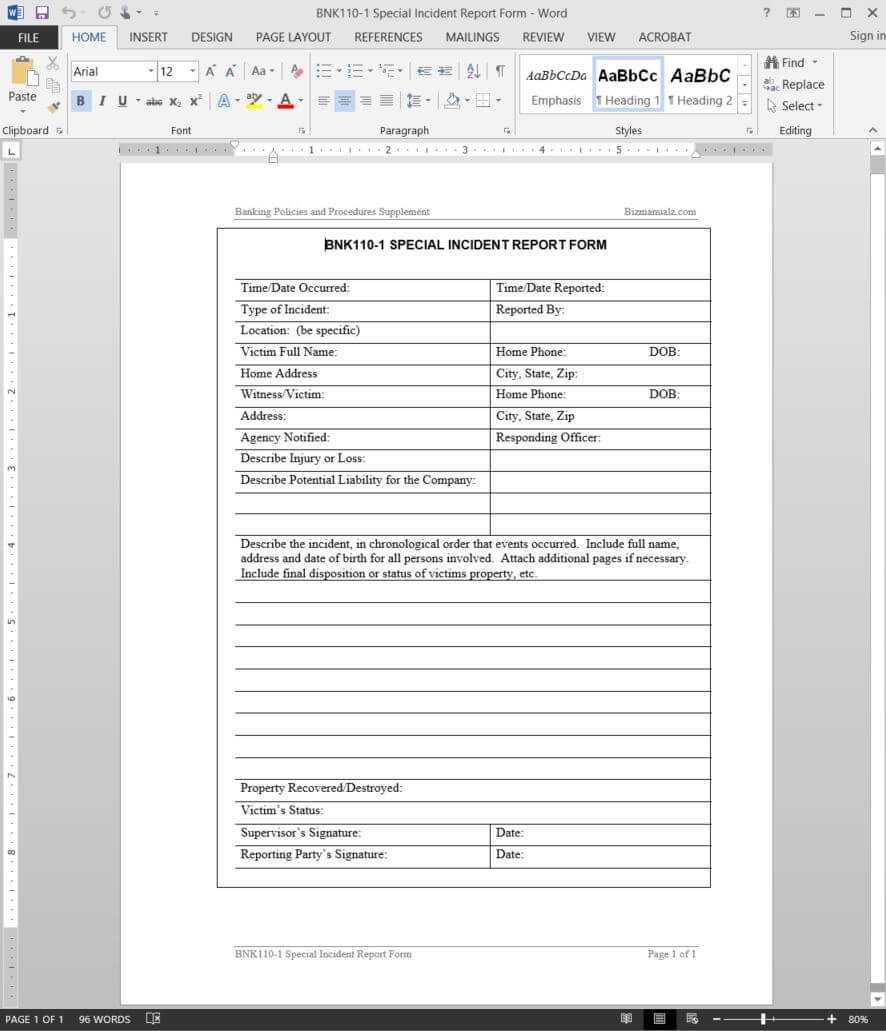 Computer Incident Report Template