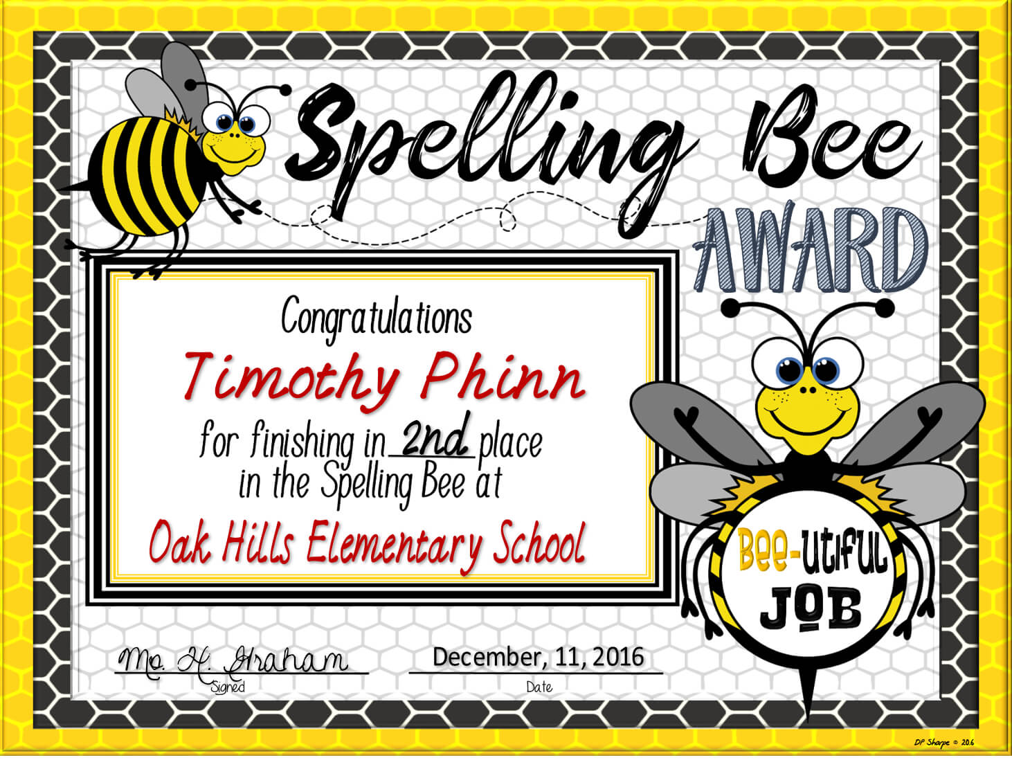 Spelling Bee Awards Fillable Spelling Bee Bee Intended For 