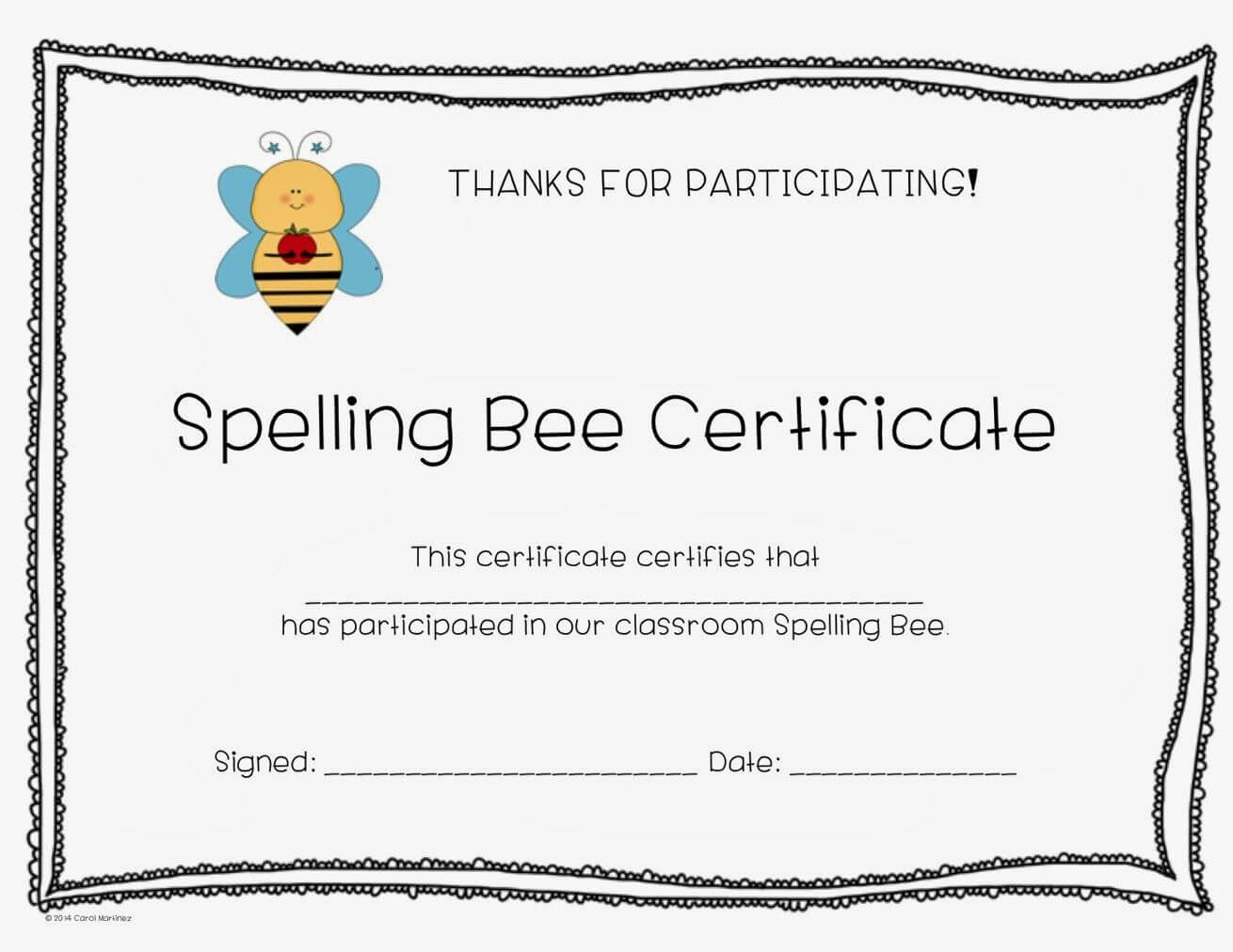 Spelling Bee Certificates | Spelling Bee, Bee Certificate In Spelling Bee Award Certificate Template