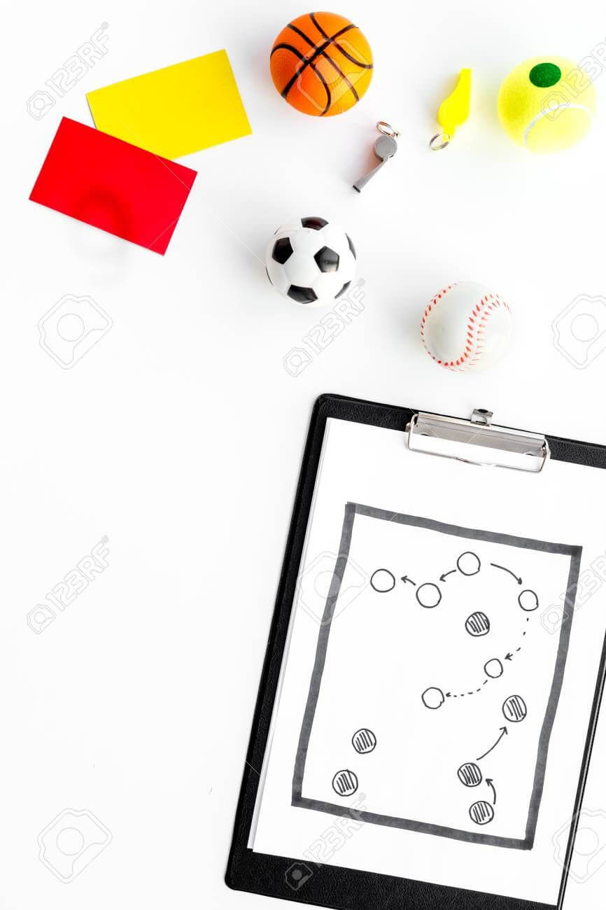 Sport Judging Concept. Soccer Referee. Tactic Plan For Game Inside Football Referee Game Card Template