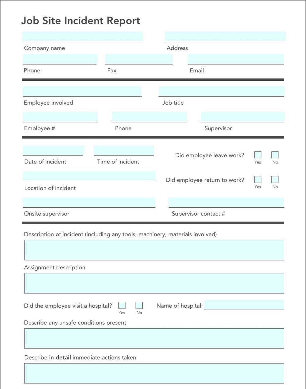 Spotlight Form: The Digital Job Site Incident Report · Blog Throughout Serious Incident Report Template