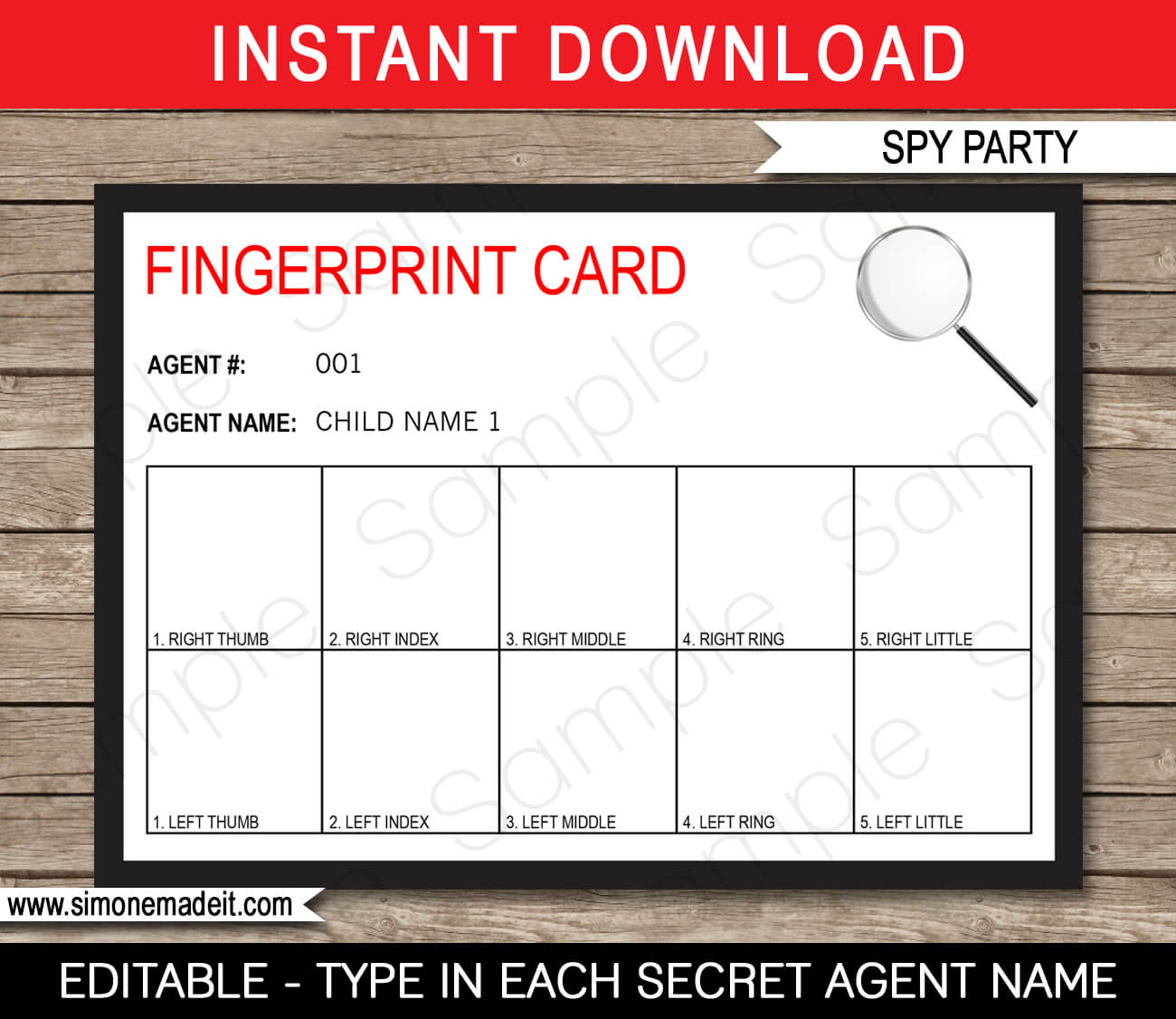 Spy Party Fingerprinting Card Template | Secret Agent Party Within Spy Id Card Template