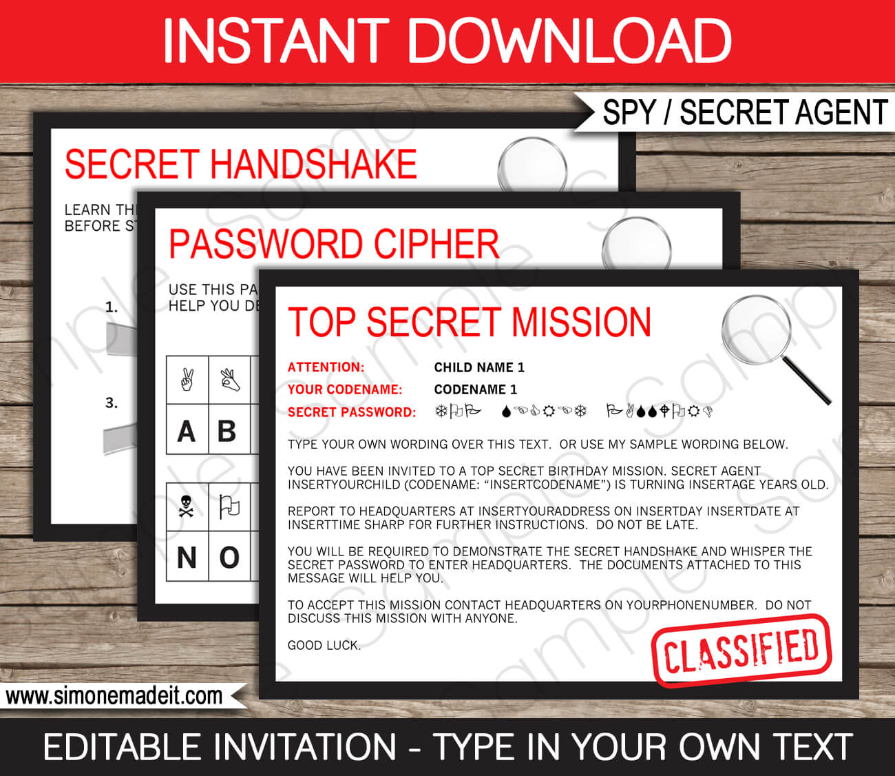 Spy Party Invitations Template For Spy Id Card Template