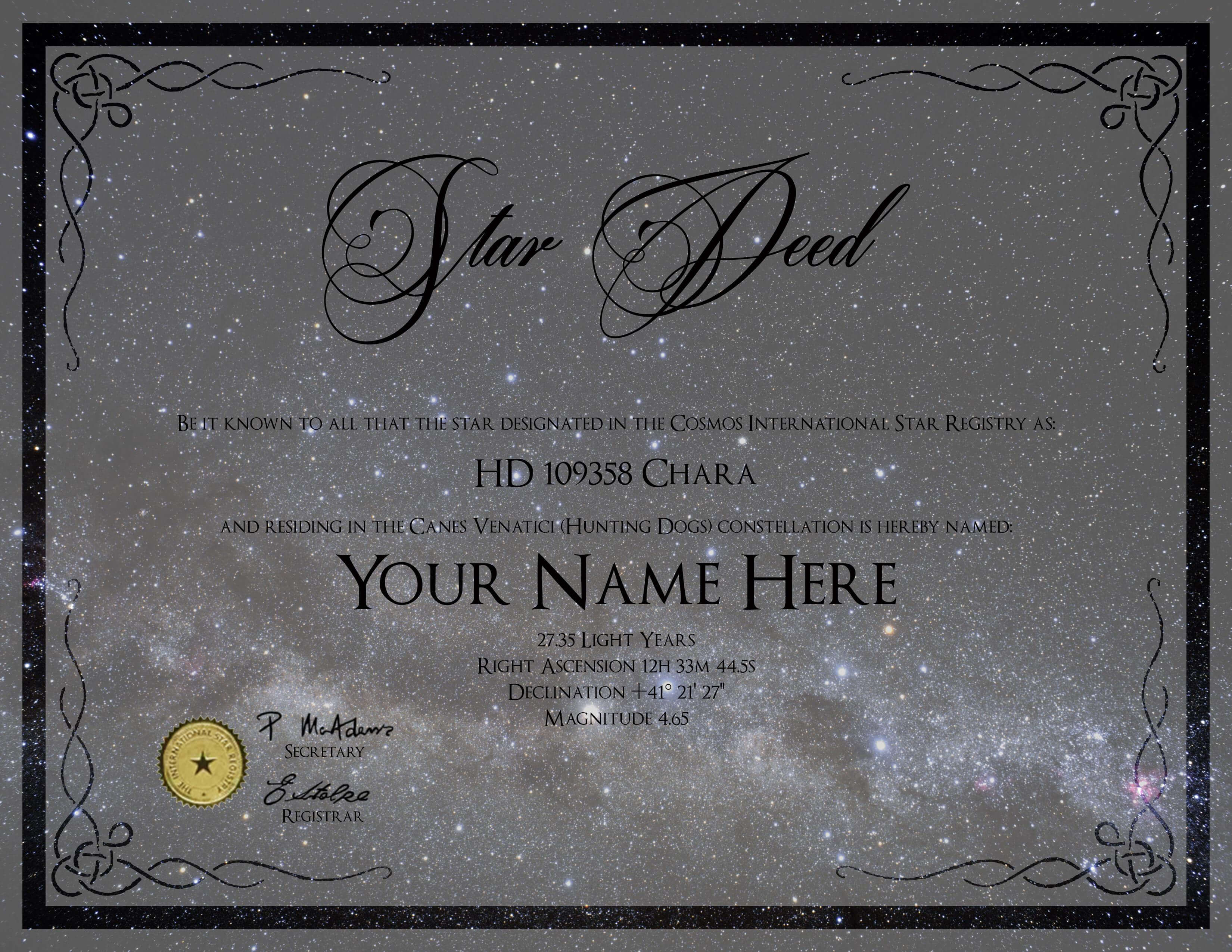Star Naming Certificate Template – Atlantaauctionco Inside Star Naming Certificate Template