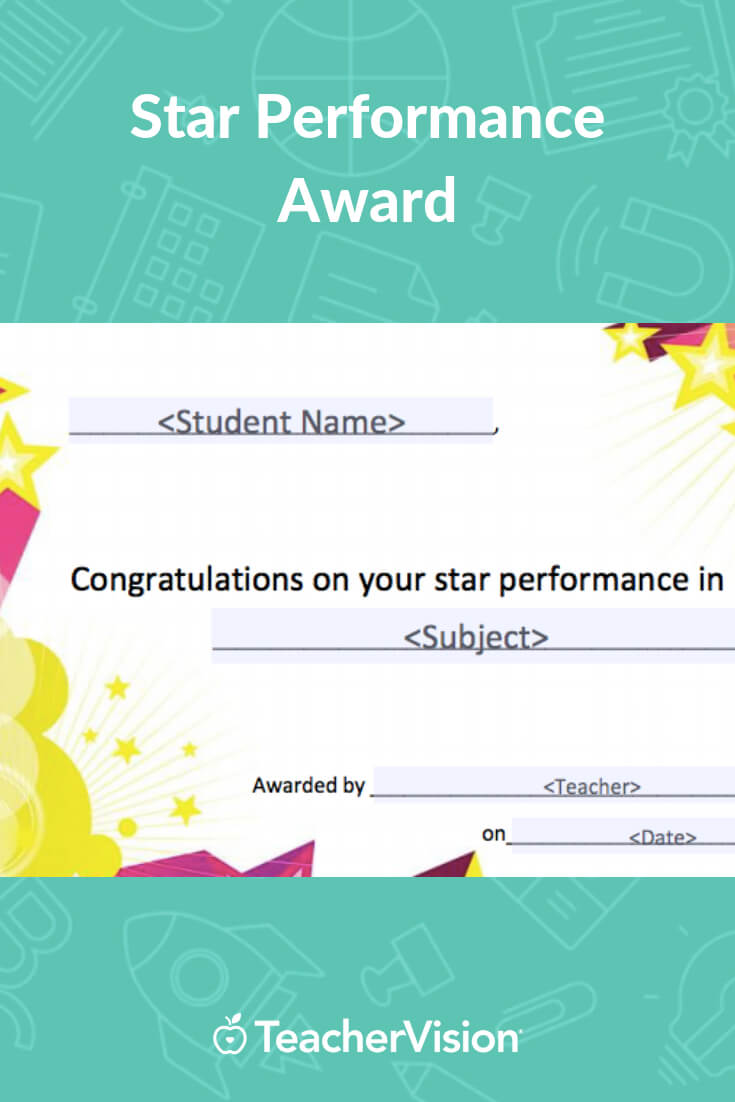 Star Performance Award | Student Rewards | Student Rewards Regarding Star Performer Certificate Templates