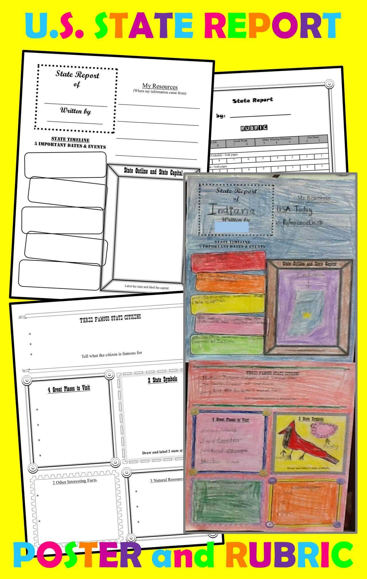 State Report Poster (Template) For Intermediate Grades Regarding State Report Template