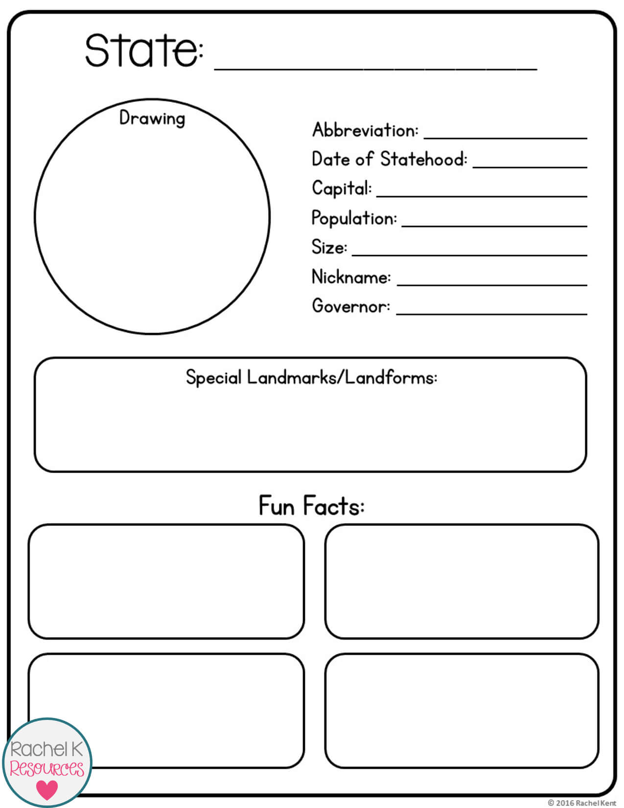 State Research Template | Book Report Templates, States Inside State Report Template