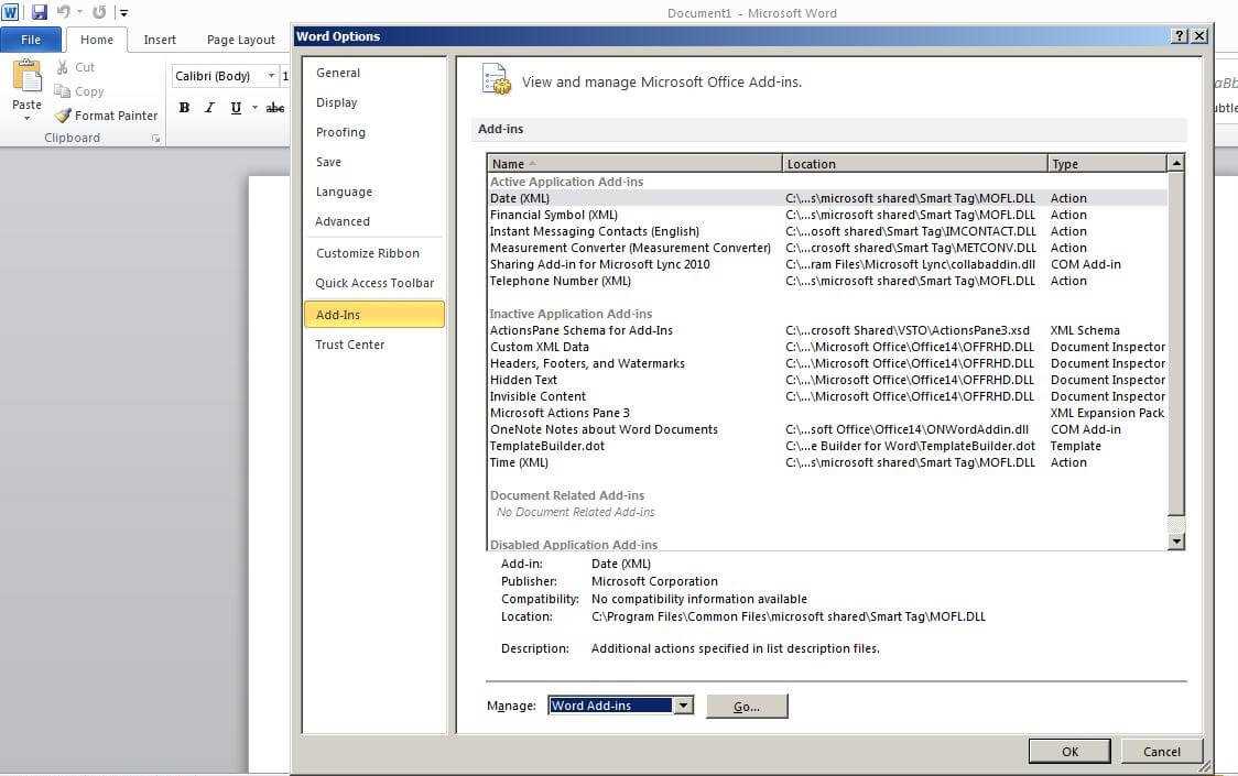 Steps To Enable Bi Publisher Add In Menu In Microsoft Office Pertaining To Word 2010 Templates And Add Ins