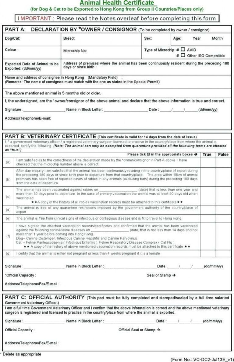 stirring pet health certificate template ideas printable in veterinary