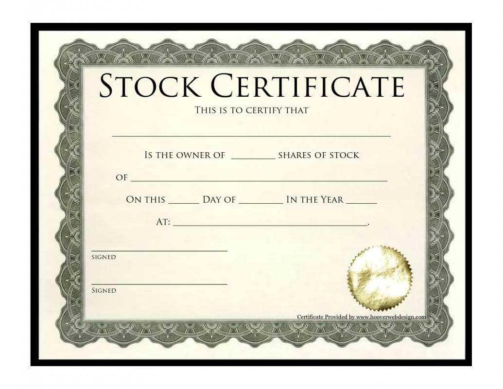 Stock Certificate Template | Template Business For Template For Share Certificate