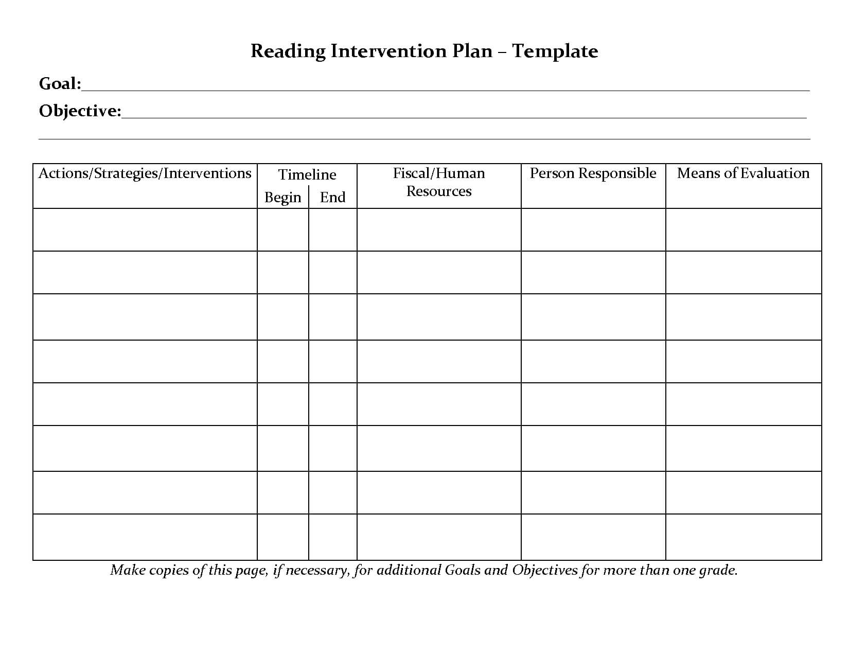 Student Planner Templates | Reading Intervention Plan For Intervention Report Template