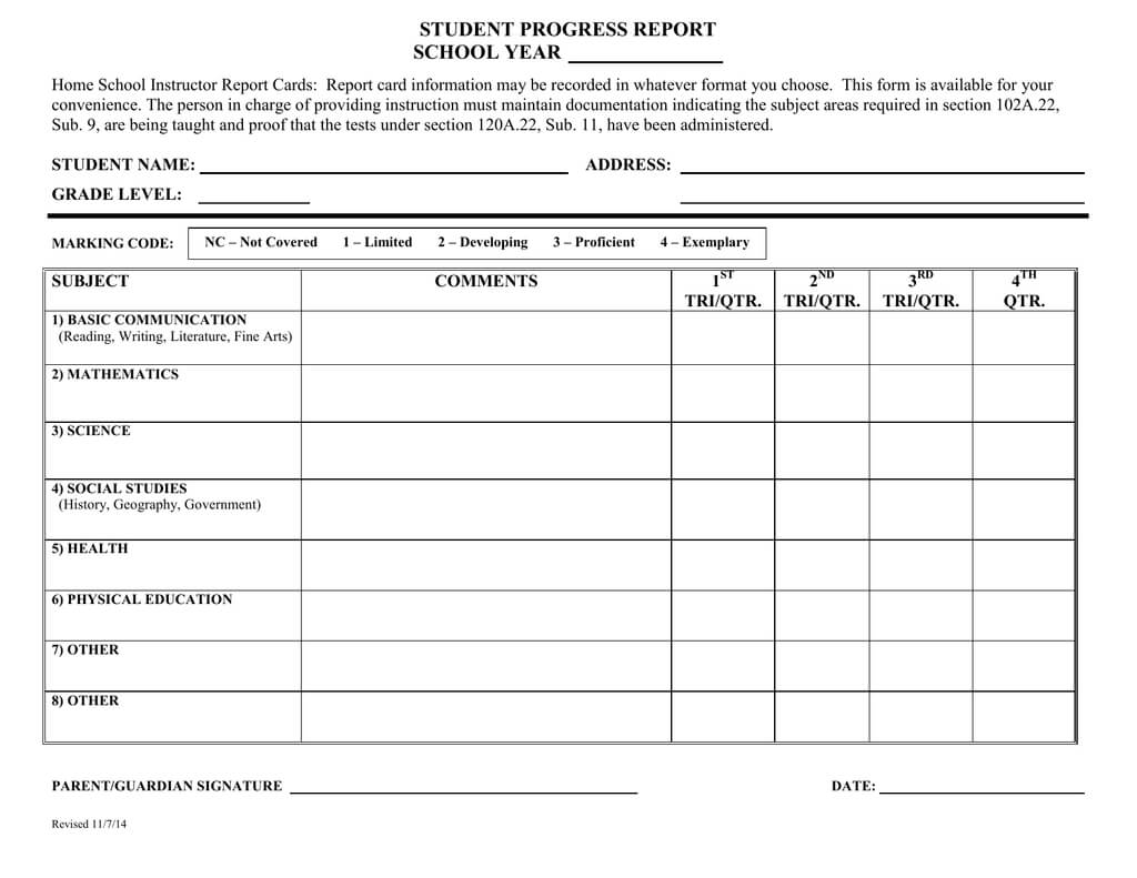 Student Progress Report School Year With Regard To School Progress Report Template