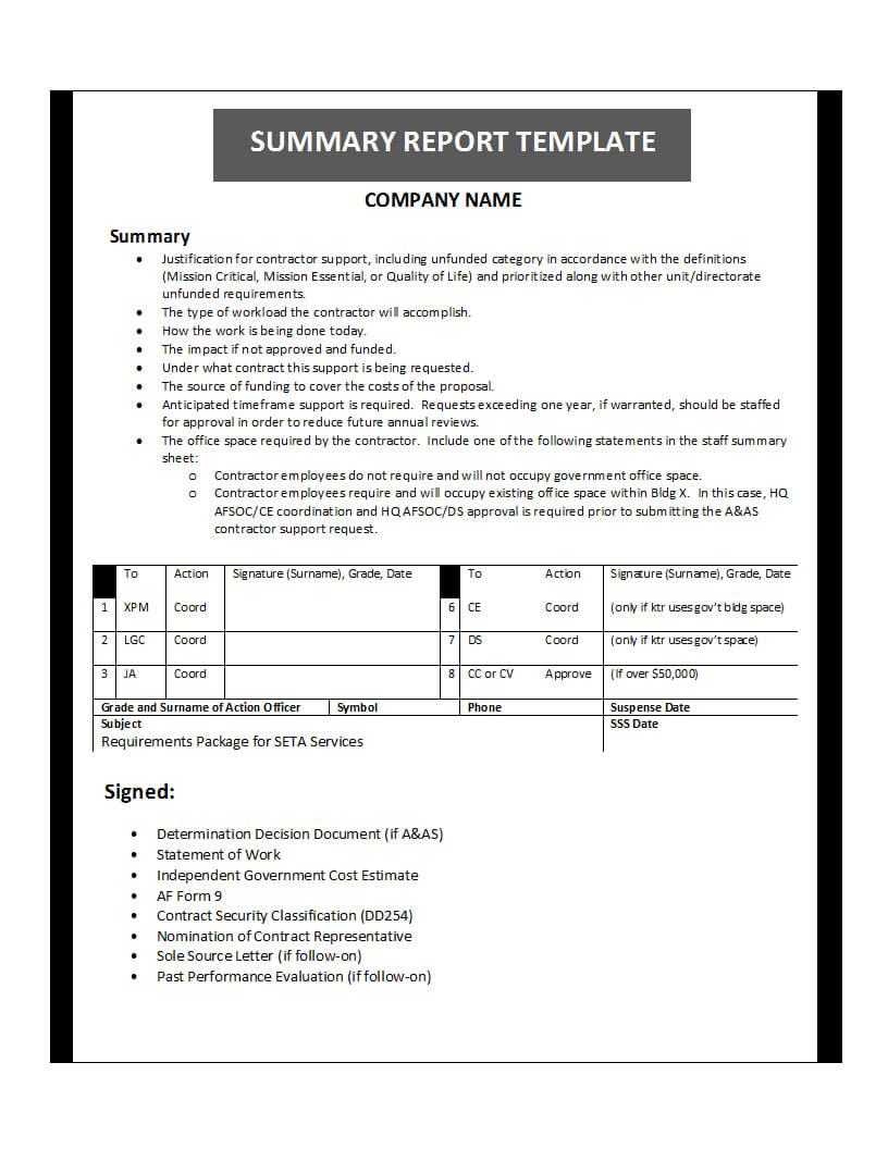 Summary Report Template Inside Evaluation Summary Report Template