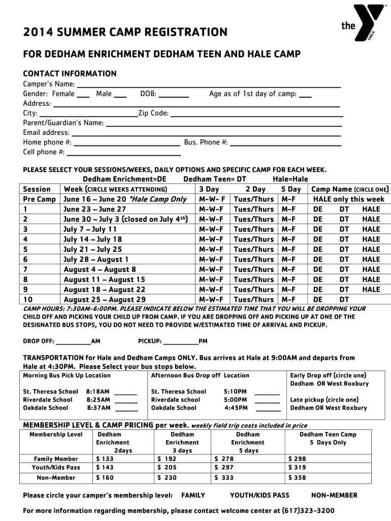 Summer Camp Registration Form Template – Fill Online With Camp Registration Form Template Word