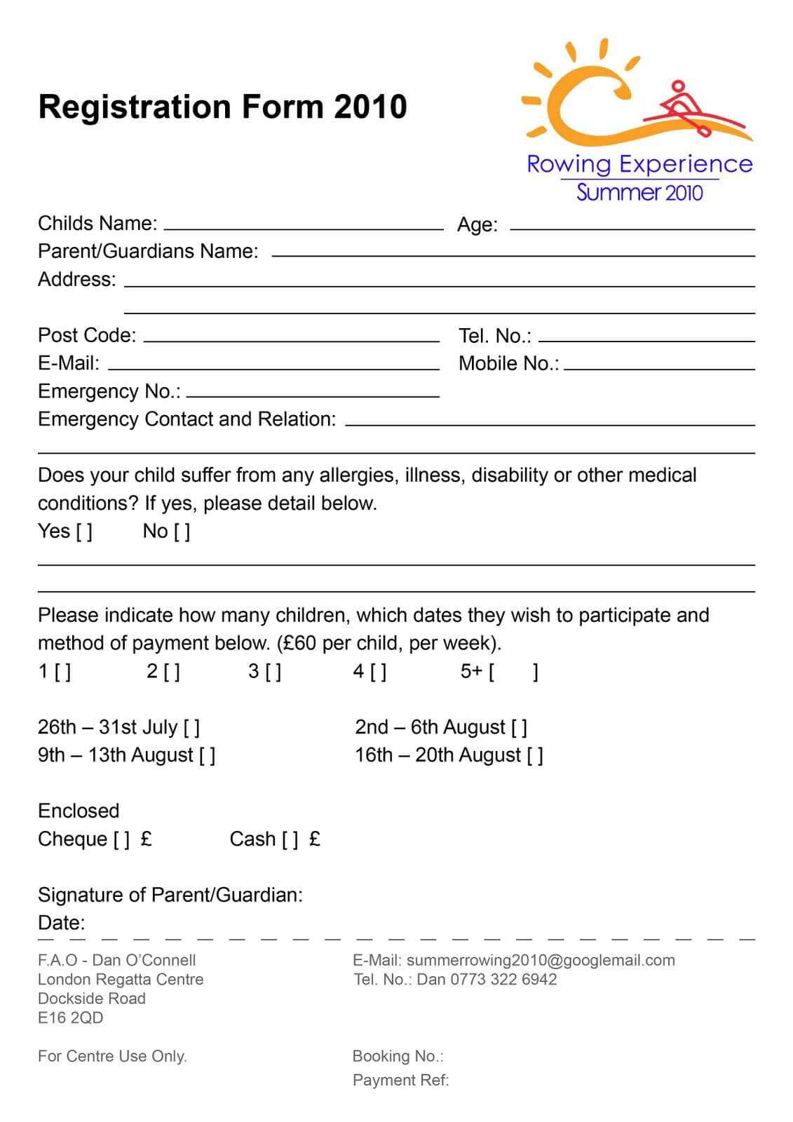 Summer Camp Registration Form Template * You Can Get More With Regard To Camp Registration Form Template Word