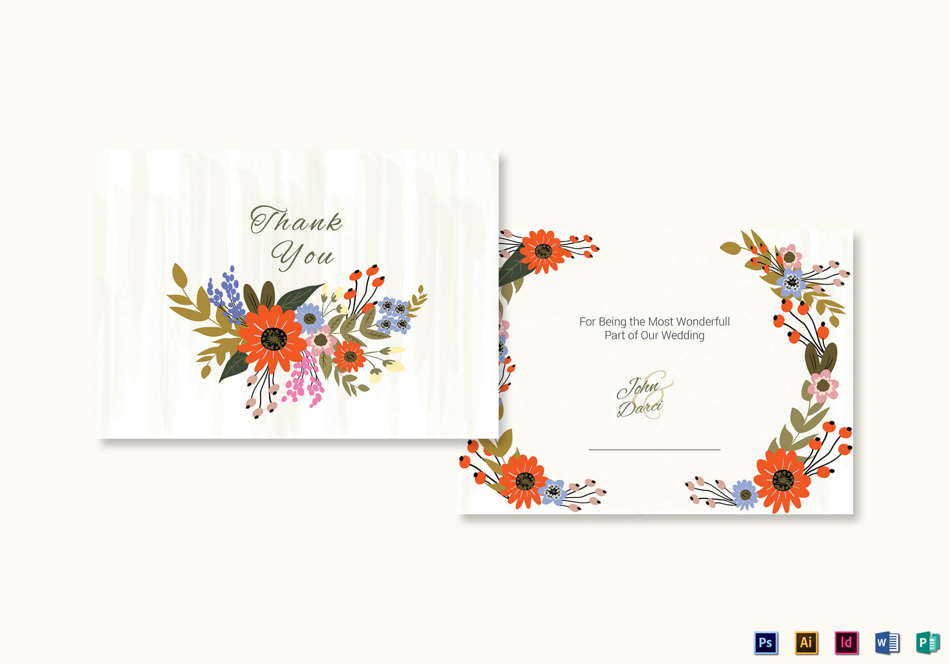 Summer Floral Thank You Card Template Intended For Thank You Card Template Word
