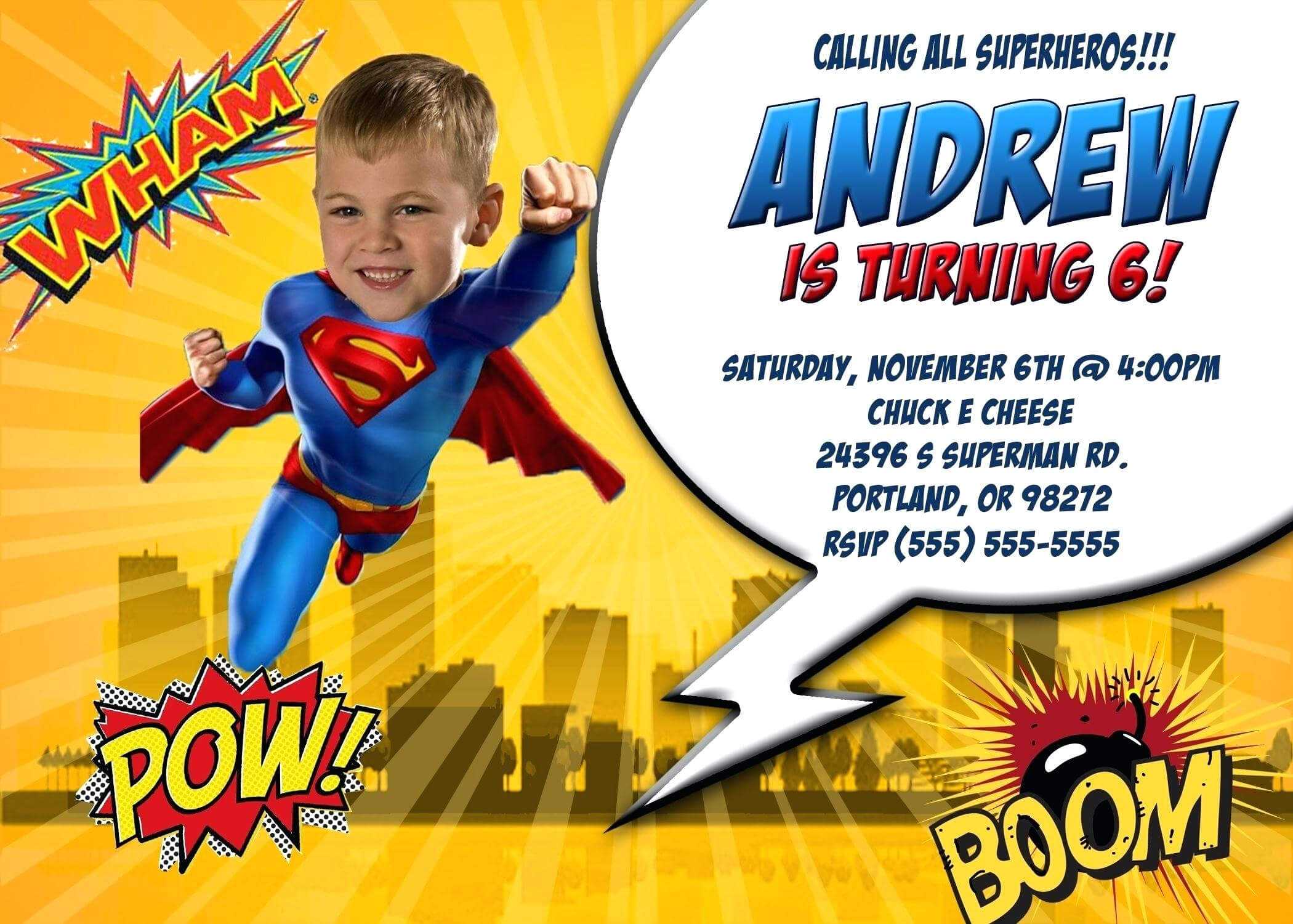 Superman Birthday Card Template – Atlantaauctionco In Superman Birthday Card Template