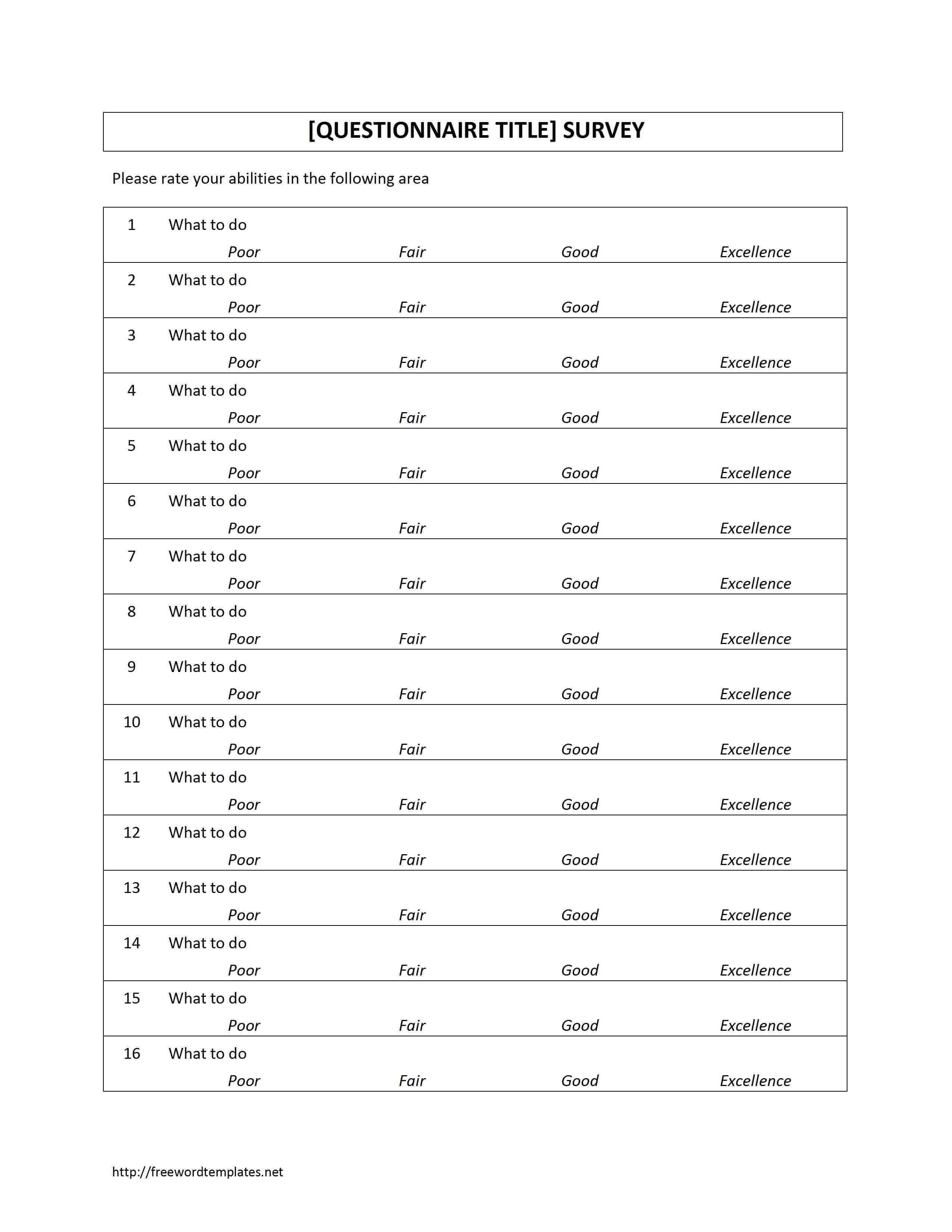 Survey Questionnaire | Survey Template, Questionnaire Within Questionnaire Design Template Word