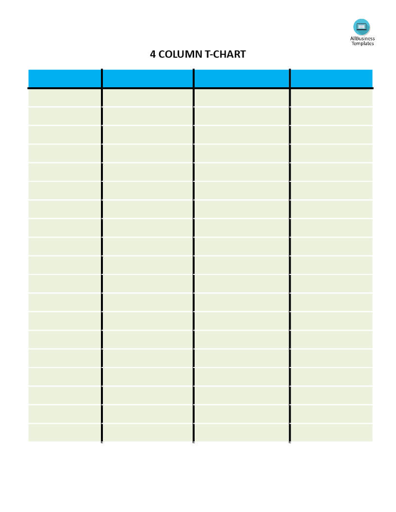 T Chart 4 Columns | Templates At Allbusinesstemplates Regarding T Chart Template For Word