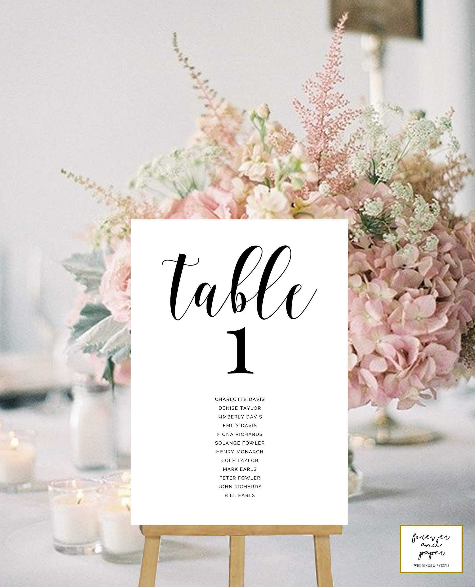 Table Numbers Cards, Wedding Table Numbers Printable, Table Numbers With  Names, Table Card Template, Elegant, Modern, Table Cards Wedding Throughout Table Number Cards Template