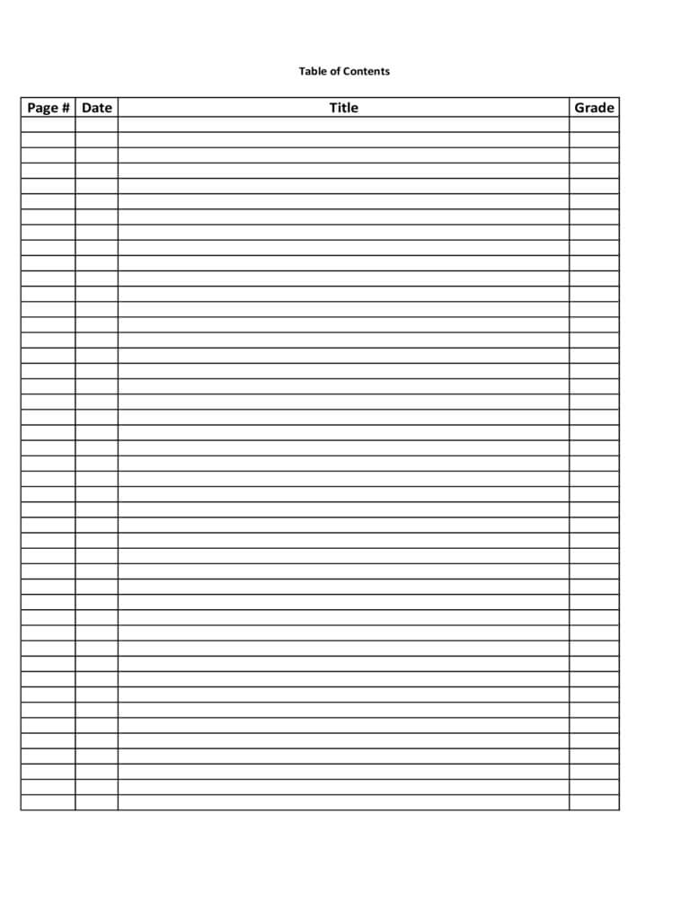 Table Of Contents Template – 6 Free Templates In Pdf, Word Intended For Blank Table Of Contents Template