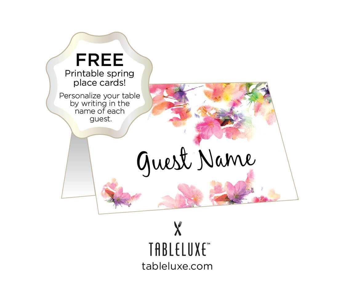 Tableluxe Printable Spring Place Cards For Free Place Card Templates Download