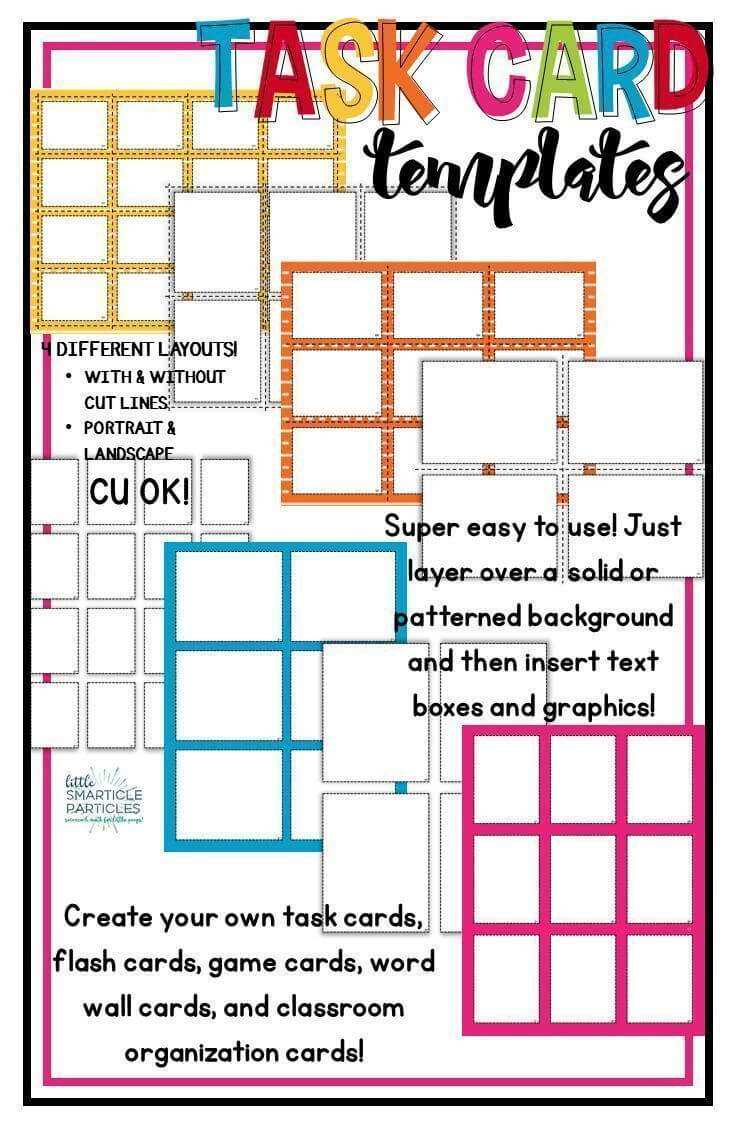 Task Card & Flash Card Templates – Commercial Use Ok! | Tpt Within Task Cards Template