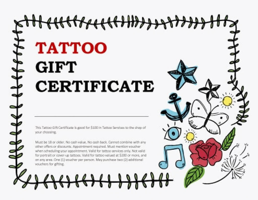 Tattoo Shop Gift Certificate Template Word Voucher Free Within Tattoo Gift Certificate Template