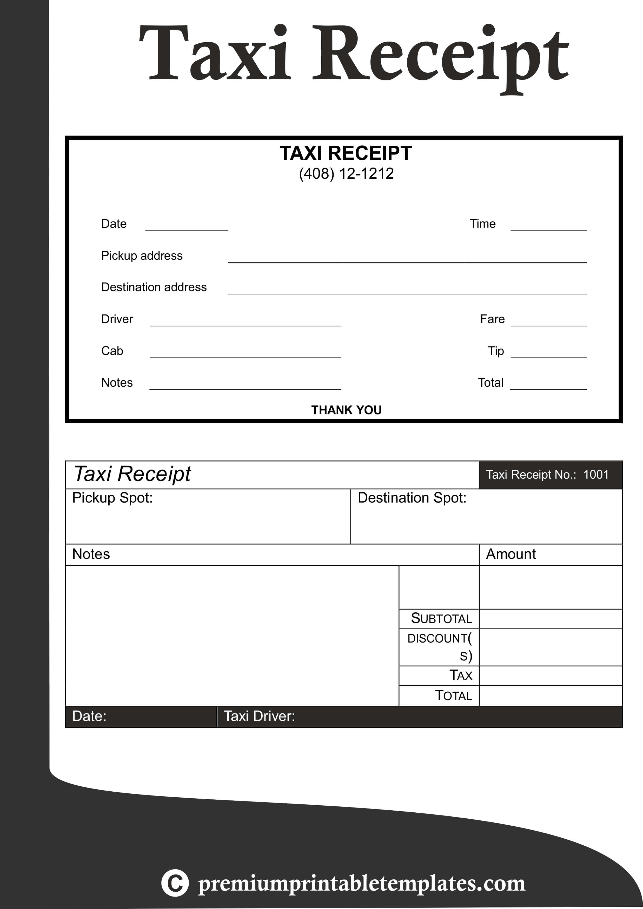 Taxi Receipt Templates | Receipt Templates | Receipt With Blank Taxi Receipt Template