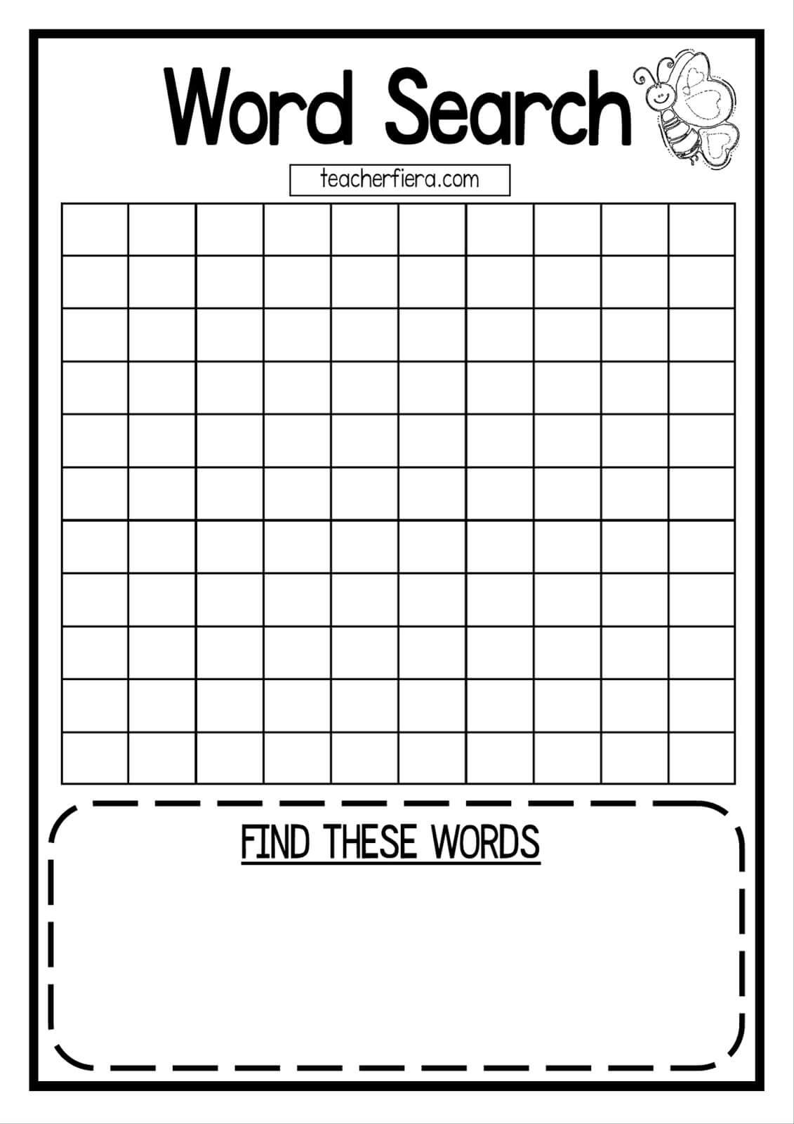 Teacherfiera: Word Search Templates (Coloured And Black For Word Sleuth Template