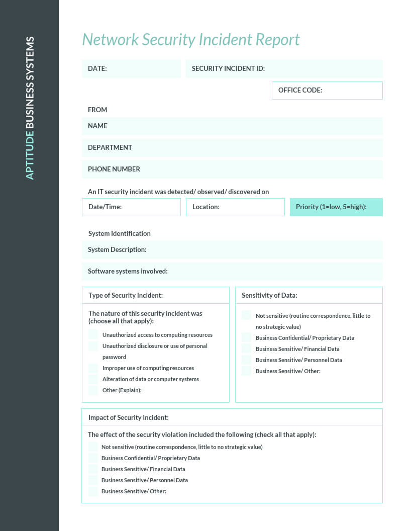 Teal It Incident Report Template Template – Venngage Intended For It Incident Report Template