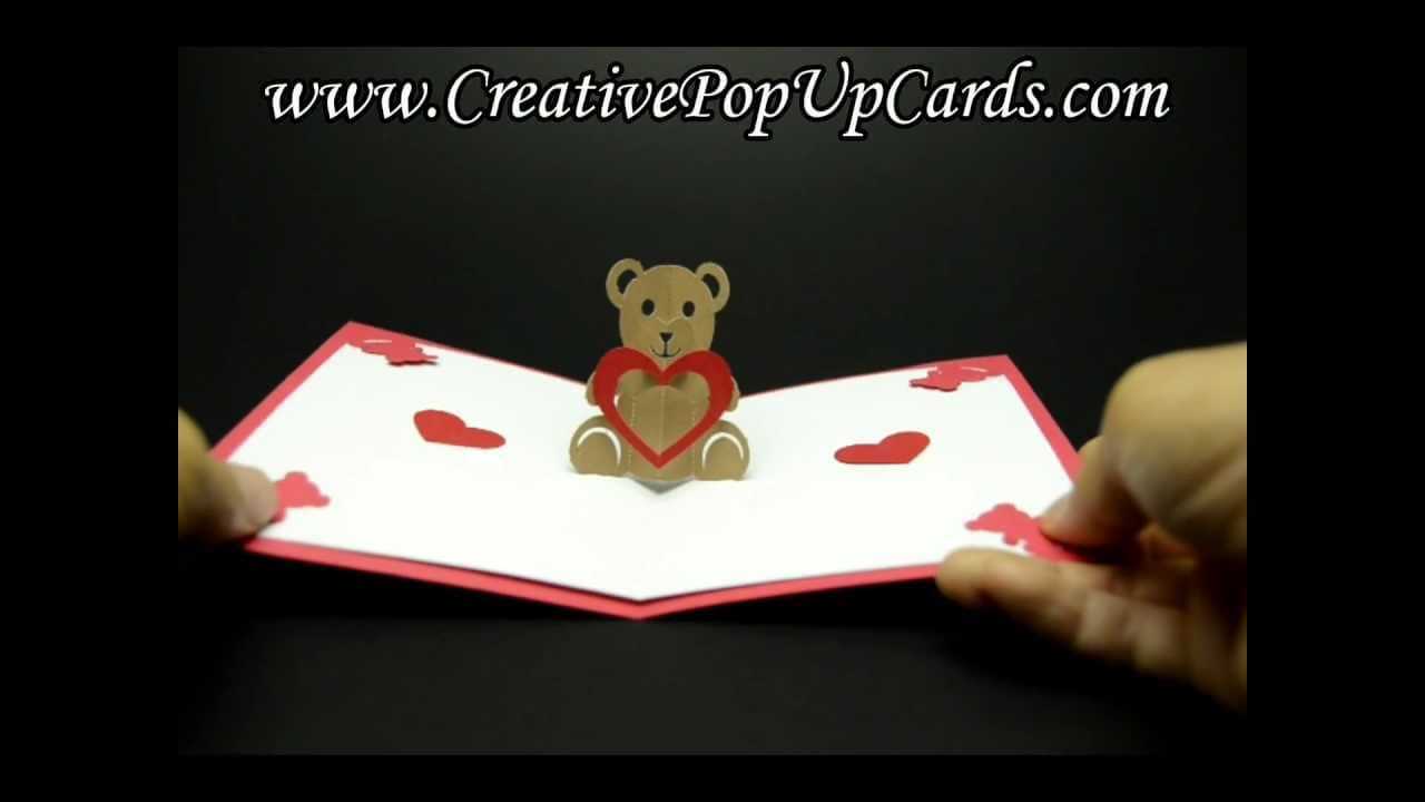 Teddy Bear Valentines Day Pop Up Card With Teddy Bear Pop Up Card Template Free