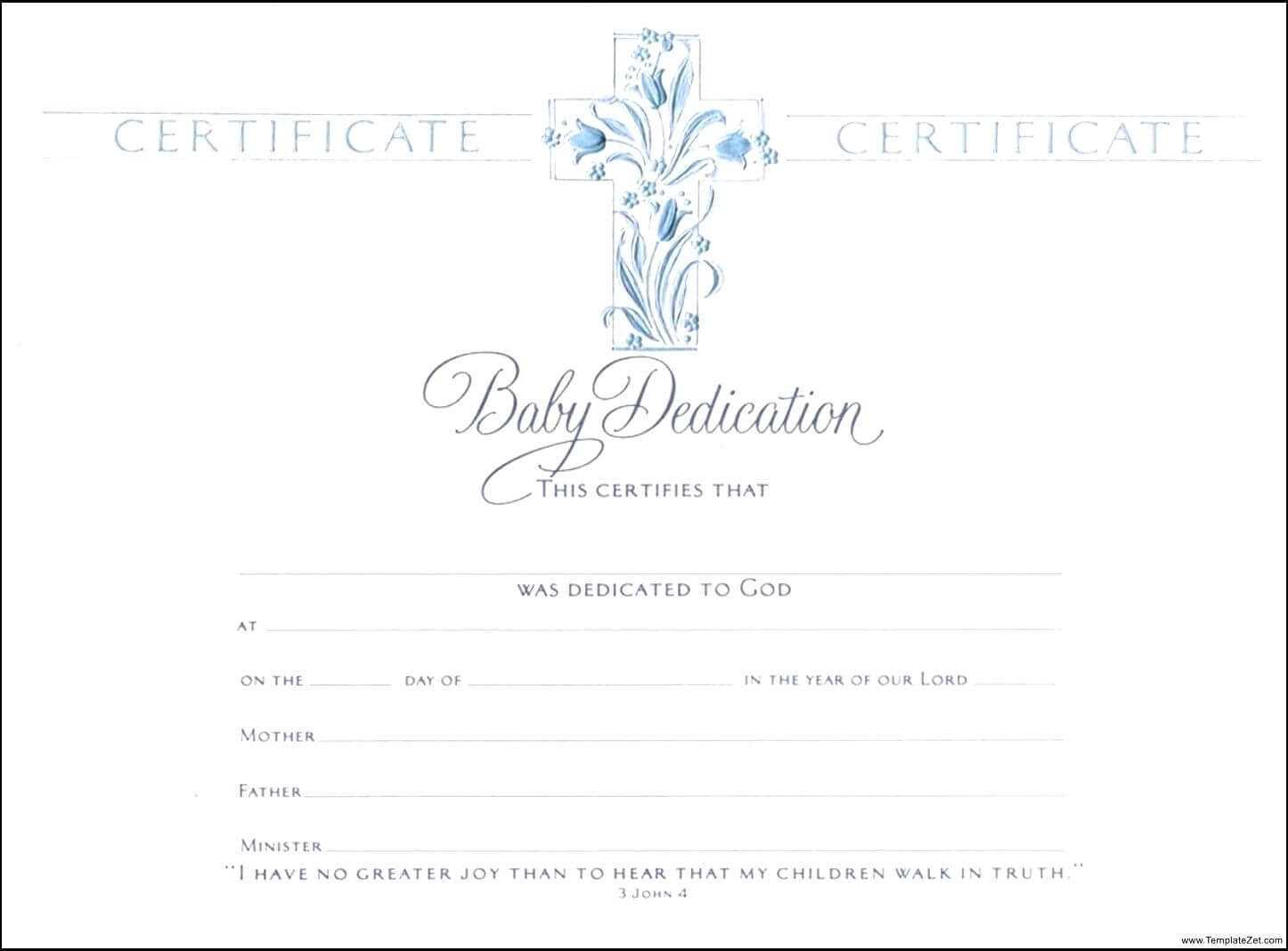 Template: Baptismal Certificate Template Baptism  | Baby With Regard To Baby Dedication Certificate Template