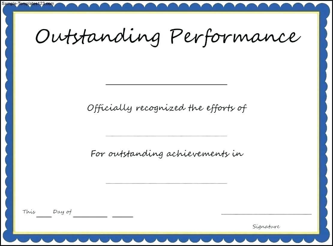 Template: Certificate Of Performance Sample Filename Blue In Best Performance Certificate Template
